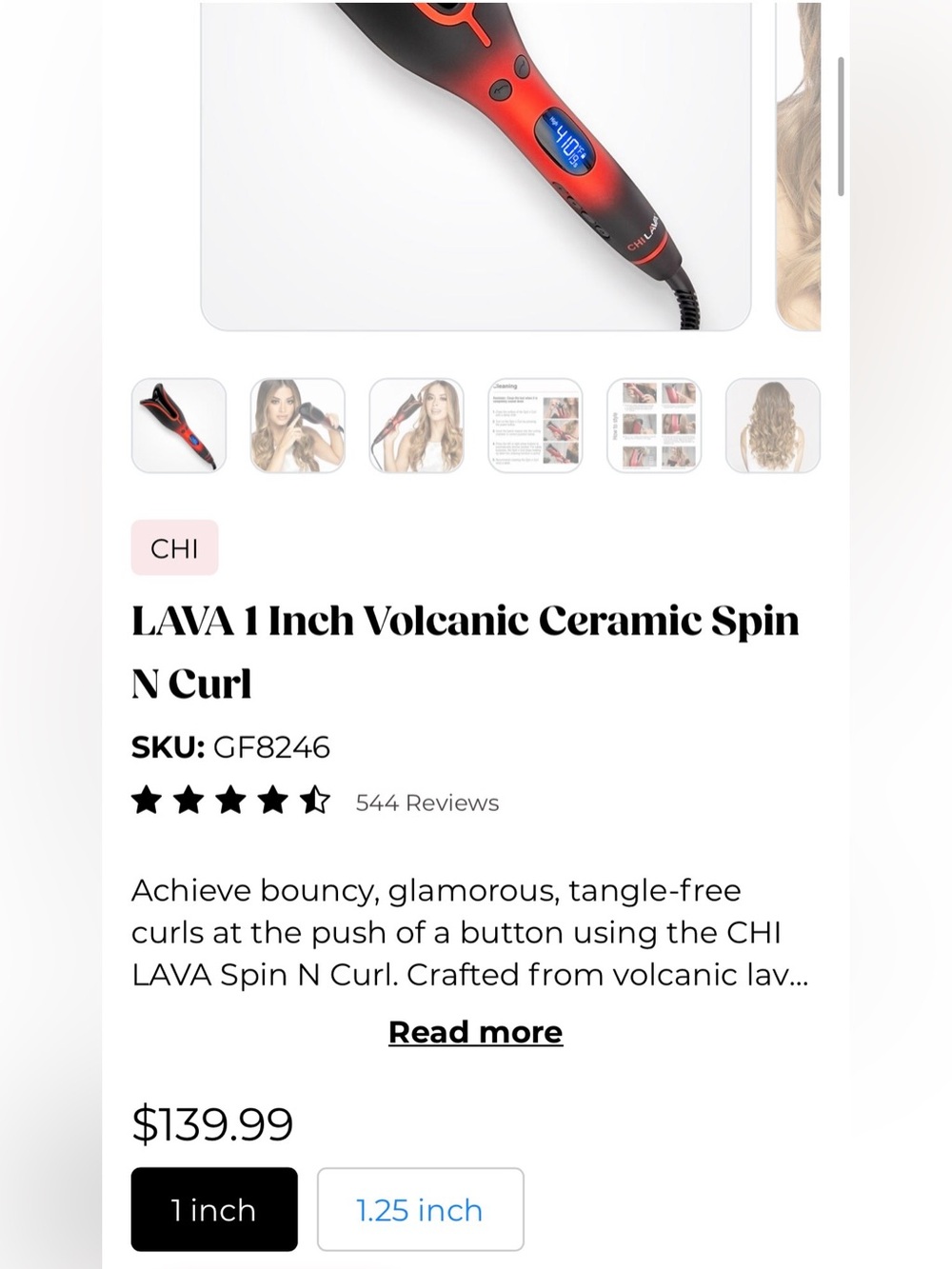 CHI LAVA 1-Inch Volcanic Ceramic Spin N Curl - Red/Black